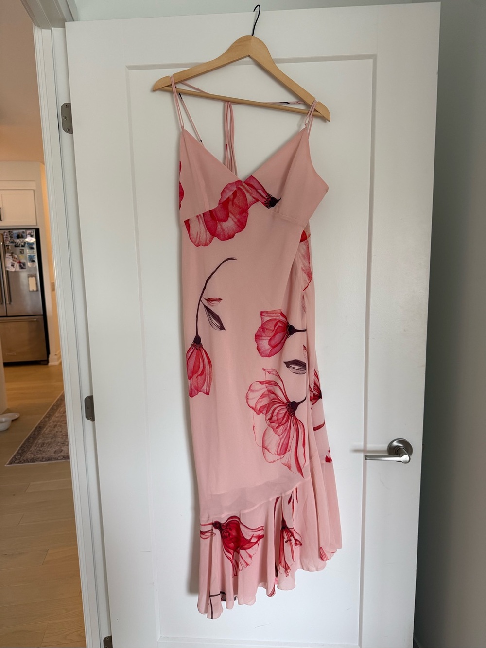 Dynamite Pink Floral Wedding Guest Dress